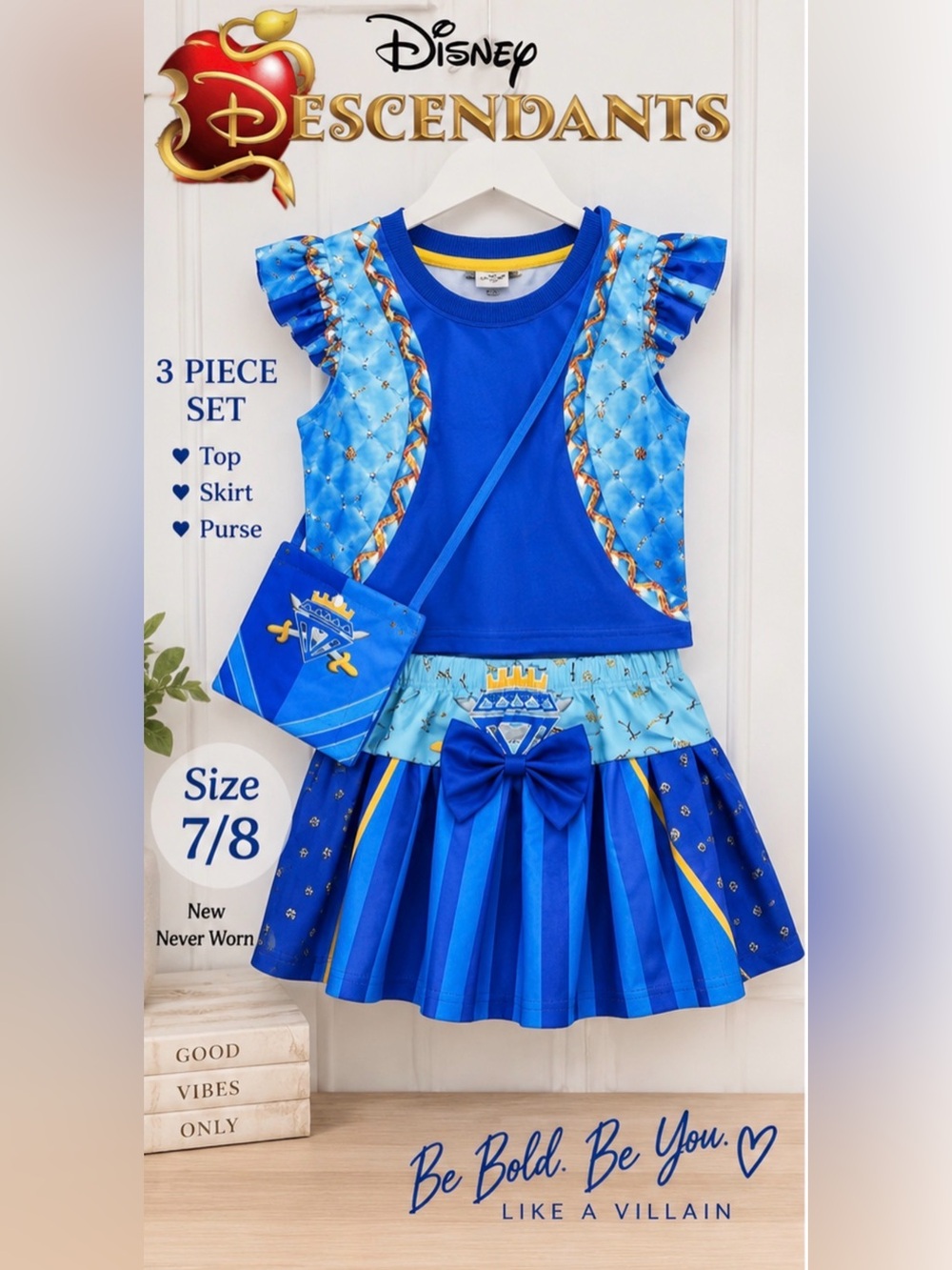 💙 Disney Descendants Girls 3-Piece Costume Set | Size 7/8 | NWT
